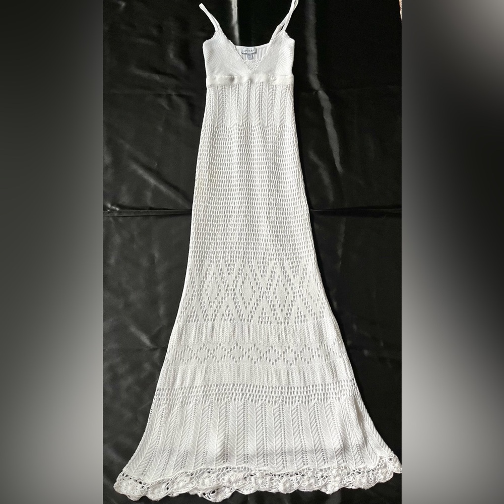 bebe white crochet knit dress